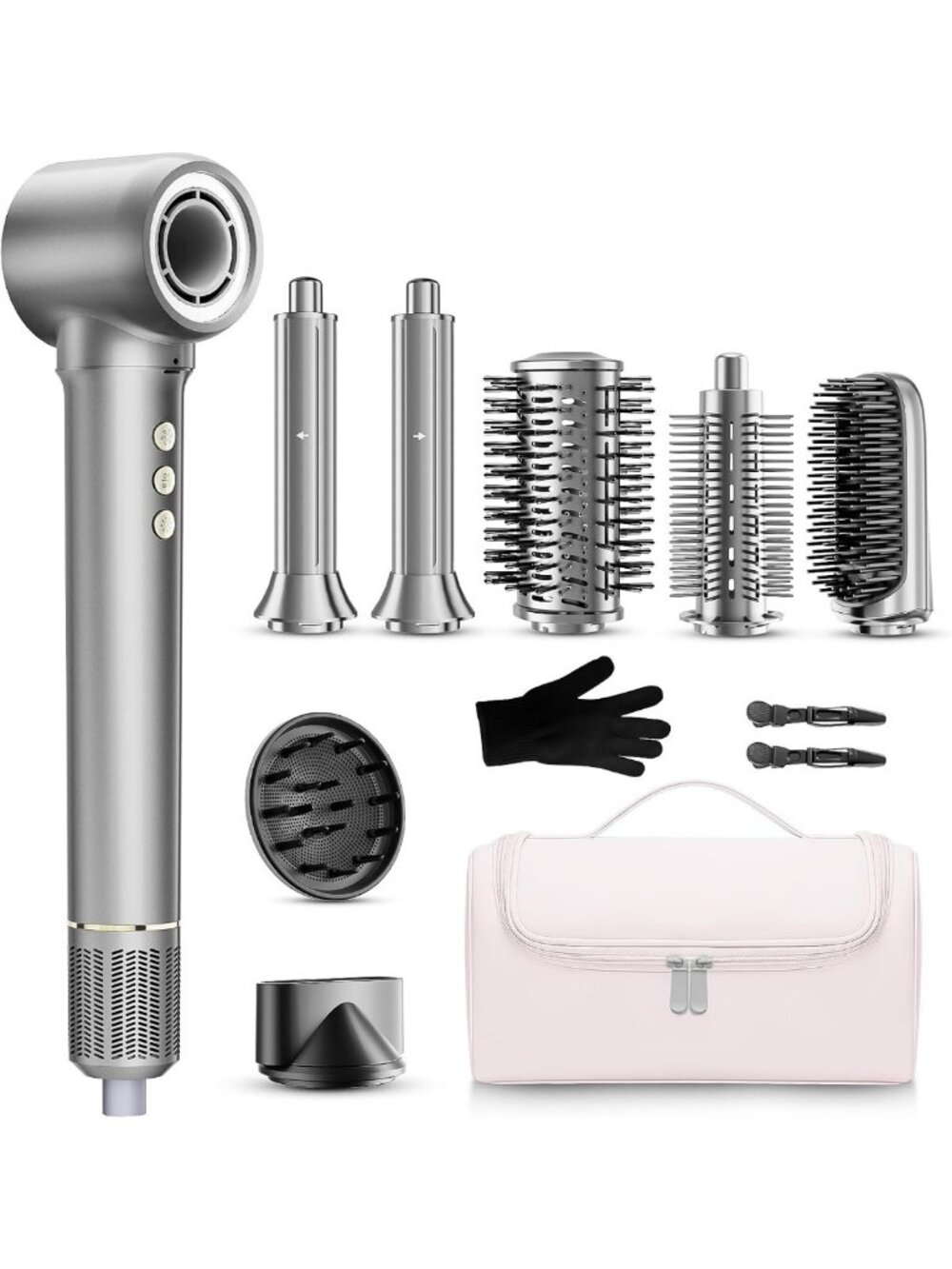 9-in-1 Hair Dryer Brush Kit, Curly Hair Tool with Diffuser for Fast Drying